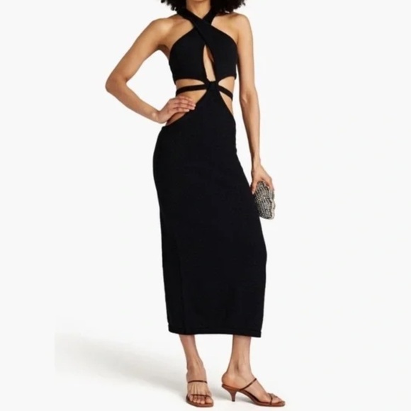 CULT GAIA Aziza Knit Cut Out Halter Dress NWT in Black - Picture 3 of 10